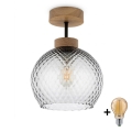 BRILAGI - LED Prisadený luster RETRO GLASS 1xE27/60W/230V priemer 18 cm dub/dymovo-sivá