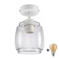 BRILAGI - LED Prisadený luster RETRO GLASS 1xE27/60W/230V priemer 26 cm biela/dymovo-sivá
