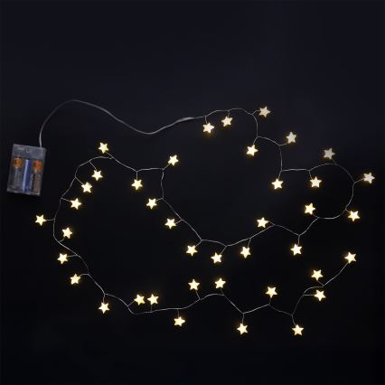 Brilagi - LED reťaz 40xLED/3xAA 1,8m teplá biela hviezdy
