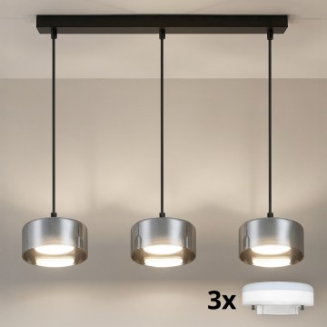 Brilagi - LED RGB+CCT Stmievateľný luster na lane AURA LUX 3xGX53/14W/230V 2700-6500K Wi-Fi Tuya čierna/dymová