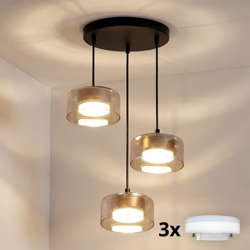 Brilagi - LED RGB+CCT stmievateľný luster na lane AURA LUX 3xGX53/14W/230V 2700-6500K Wi-Fi Tuya čierna/zlatá