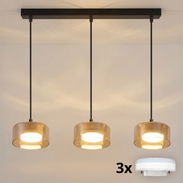 Brilagi - LED RGB+CCT Stmievateľný luster na lane AURA LUX 3xGX53/14W/230V 2700-6500K Wi-Fi Tuya čierna/zlatá