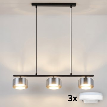 Brilagi - LED RGB+CCT stmievateľný luster na lanku AURA LUX 3xGX53/14W/230V 2700-6500K Wi-Fi Tuya čierna/dymová