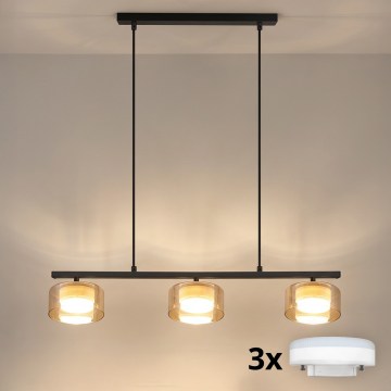 Brilagi - LED RGB+CCT stmievateľný luster na lanku AURA LUX 3xGX53/14W/230V 2700-6500K Wi-Fi Tuya čierna/zlatá