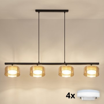 Brilagi - LED RGB+CCT stmievateľný luster na lanku AURA LUX 4xGX53/14W/230V 2700-6500K Wi‑Fi Tuya čierna/zlatá