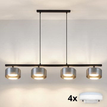 Brilagi - LED RGB+CCT Stmievateľný závesný luster AURA LUX 4xGX53/14W/230V 2700-6500K Wi-Fi Tuya čierna/dymová