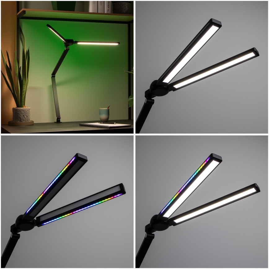 BRILAGI - LED RGBTW stmievateľná dotyková stolná lampa s klipom VARIO LED/18W/230V 3000-6500K CRI 96 čierna