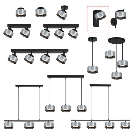 Brilagi - LED RGB+CCT Stmievateľné nástenné svietidlo s USB portom AURA LUX 1xGX53/14W/230V 2700-6500K Wi-Fi Tuya čierna/dymová