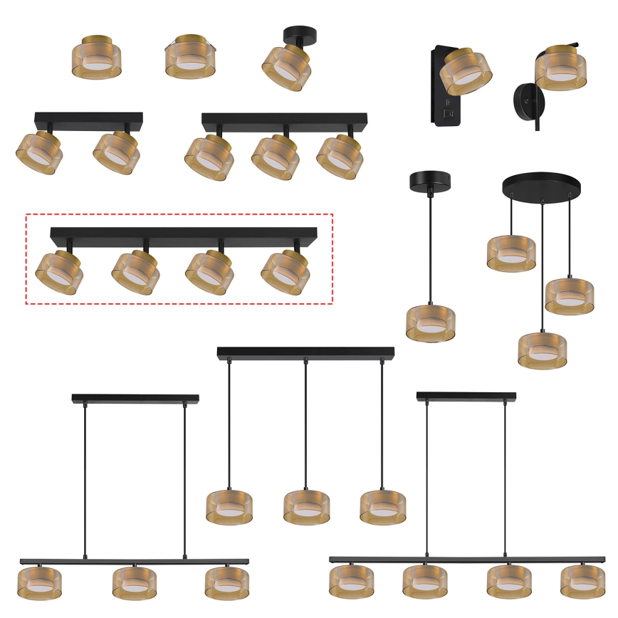 Brilagi - LED RGB+CCT Stmievateľné bodové svietidlo AURA LUX 4xGX53/14W/230V 2700-6500K Wi-Fi Tuya čierna/zlatá