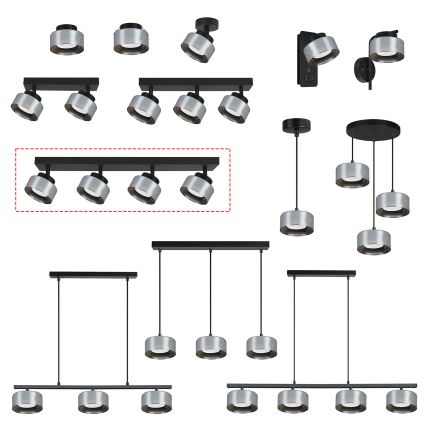 Brilagi - LED RGB+CCT Stmievateľné bodové svietidlo AURA LUX 4xGX53/14W/230V 2700-6500K Wi-Fi Tuya čierna/dymová