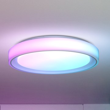 Brilagi - LED RGB stmievateľné stropné svietidlo FLOCO LED/30W/230V priemer 39,5 cm 3000-6500K Wi-Fi Tuya + LED/6W + diaľkové ovládanie