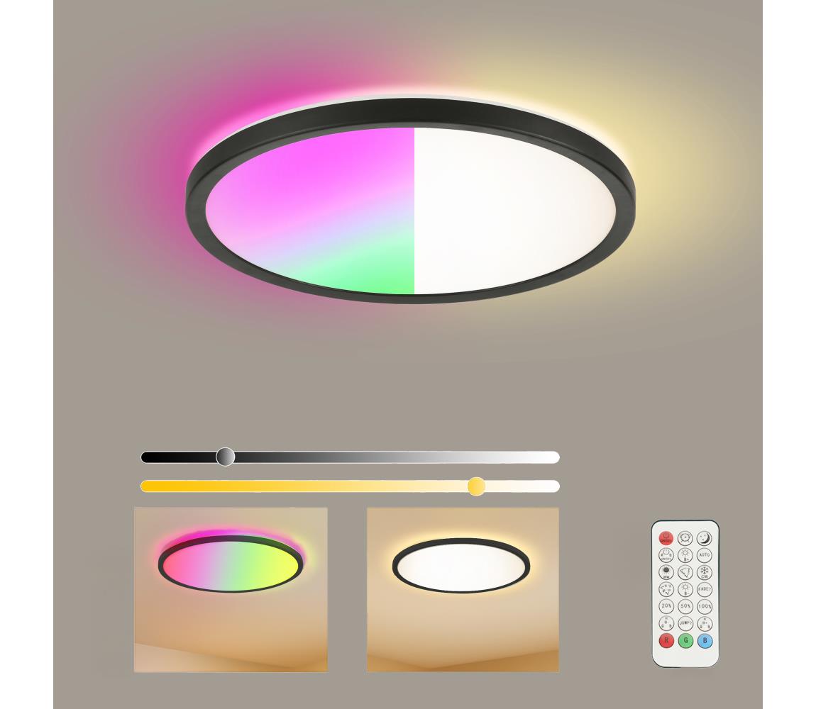 Brilagi - LED RGB stmievateľné svietidlo ULTRA SLIM LED/18W/230V Ø 30 cm čierne + diaľkové ovládanie BRI237