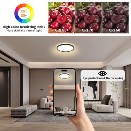 Brilagi - LED RGBW Stmievateľné stropné svietidlo ULTRA SLIM LED/18W/230V 2700-6500K pr. 30 cm čierna + diaľkové ovládanie