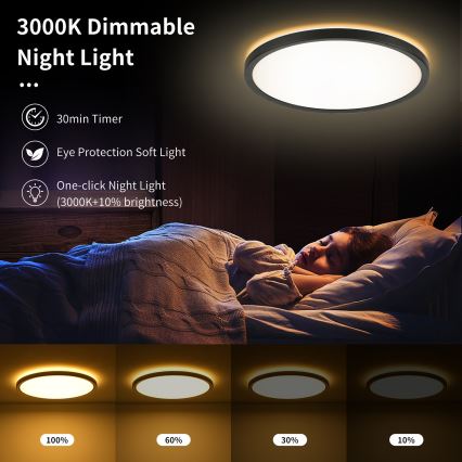 Brilagi - LED RGBW Stmievateľné stropné svietidlo ULTRA SLIM LED/18W/230V 2700-6500K pr. 30 cm čierna + diaľkové ovládanie
