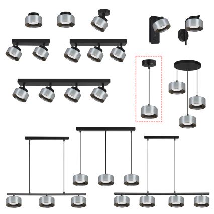 BRILAGI - LED RGB+CCT Stmievateľný luster na lankách AURA LUX 1xGX53/14W/230V 2700-6500K Wi-Fi Tuya čierna/dymová