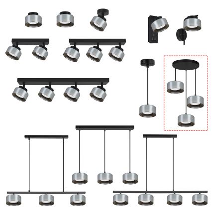 Brilagi - LED RGB+CCT Stmievateľný luster na lane AURA LUX 3xGX53/14W/230V 2700-6500K Wi-Fi Tuya čierna/dymová
