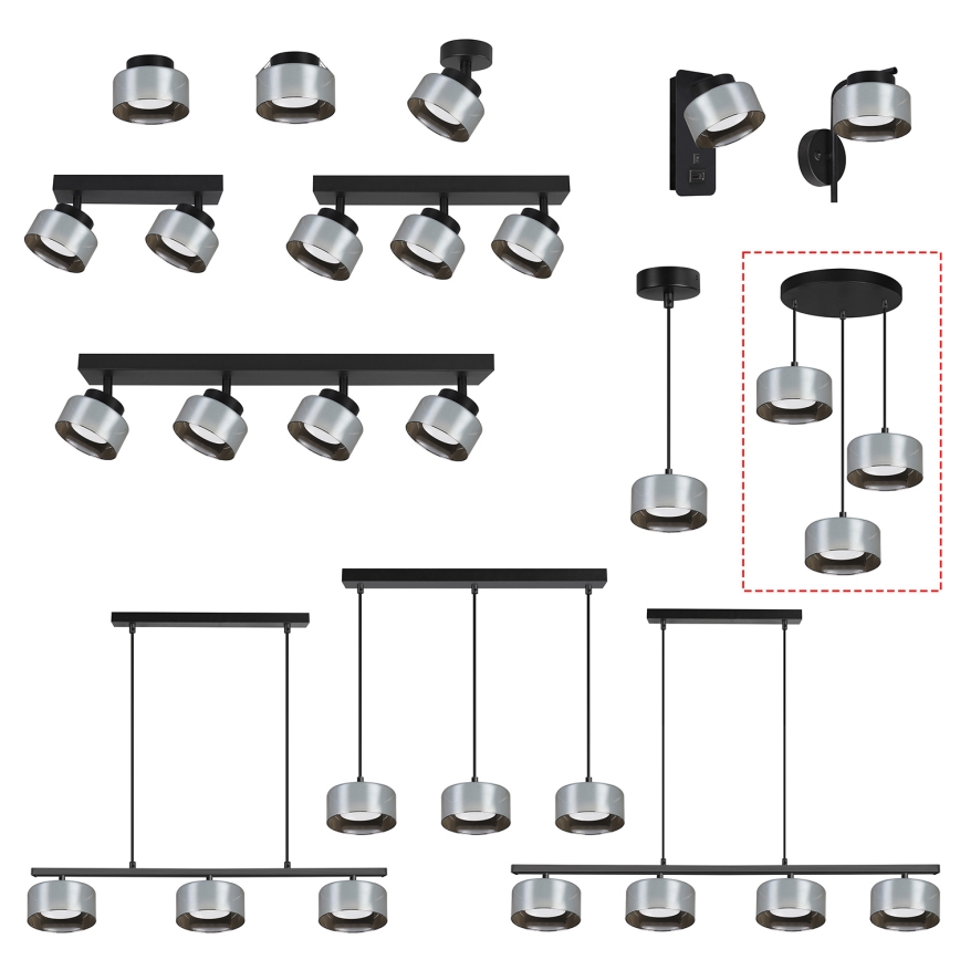 Brilagi - LED RGB+CCT Stmievateľný luster na lane AURA LUX 3xGX53/14W/230V 2700-6500K Wi-Fi Tuya čierna/dymová