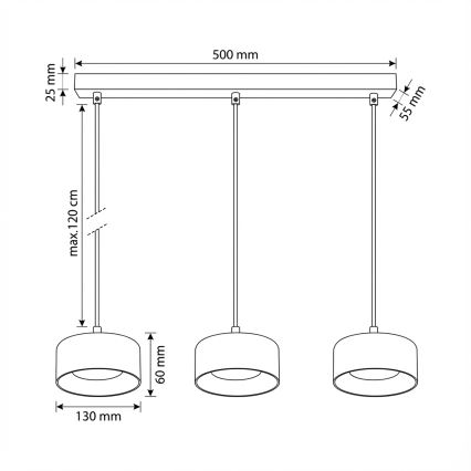BRILAGI - LED RGB+CCT Stmievateľný luster na lane AURA LUX 3xGX53/14W/230V 2700-6500K Wi-Fi Tuya čierna/dymová
