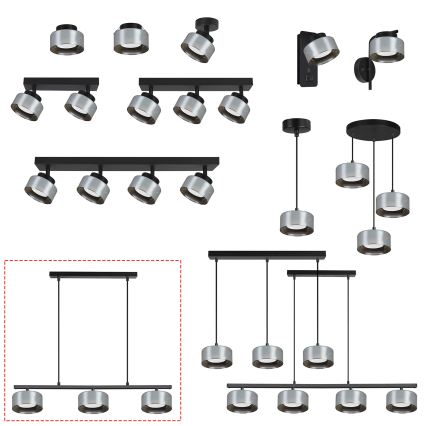 Brilagi - LED RGB+CCT stmievateľný luster na lanku AURA LUX 3xGX53/14W/230V 2700-6500K Wi-Fi Tuya čierna/dymová