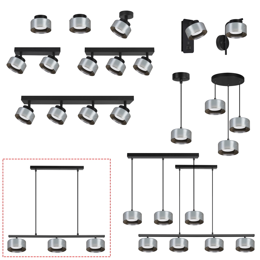 Brilagi - LED RGB+CCT stmievateľný luster na lanku AURA LUX 3xGX53/14W/230V 2700-6500K Wi-Fi Tuya čierna/dymová