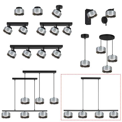 Brilagi - LED RGB+CCT Stmievateľný závesný luster AURA LUX 4xGX53/14W/230V 2700-6500K Wi-Fi Tuya čierna/dymová