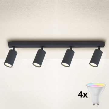 Brilagi - LED RGBW stlmiteľné bodové svietidlo SELE 4xGU10/4,8W/230V 3000K antracit + diaľkové ovládanie