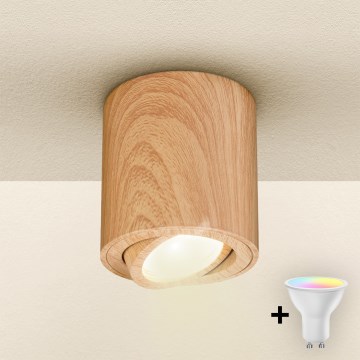 Brilagi - LED RGBW stmievateľné bodové svietidlo MIA 1xGU10/4,8W/230V 3000K 84x80 mm hnedá + diaľkové ovládanie