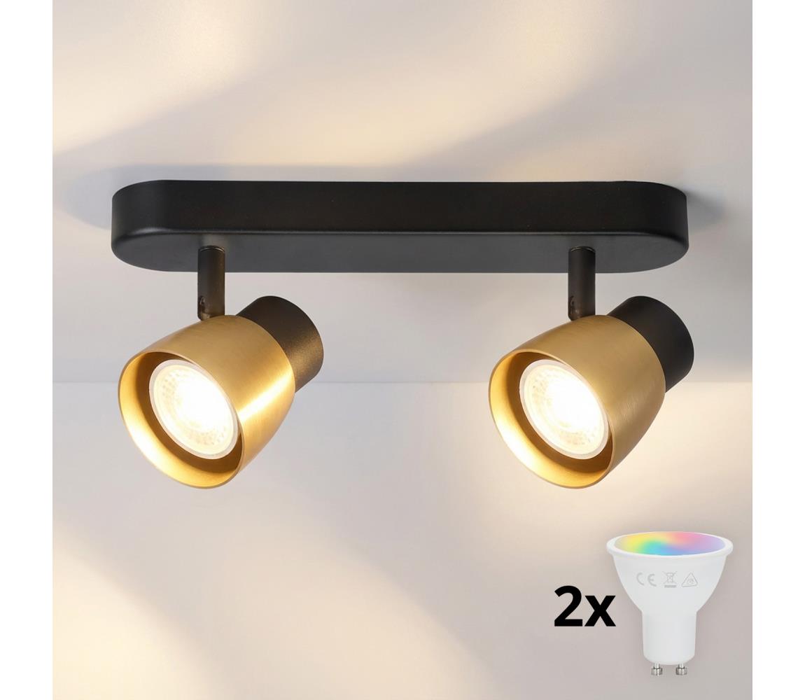 Brilagi - LED RGBW stmievateľné bodové svietidlo NUGGET 2xGU10/4,8W/230V čierna/zlatá BG3440+2xAI2382