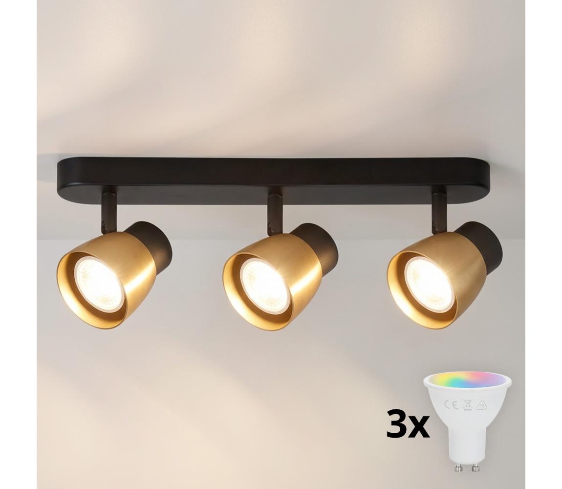 Brilagi - LED RGBW stmievateľné bodové svietidlo NUGGET 3xGU10/4,8W/230V čierna/zlatá BG3441+3xAI2382