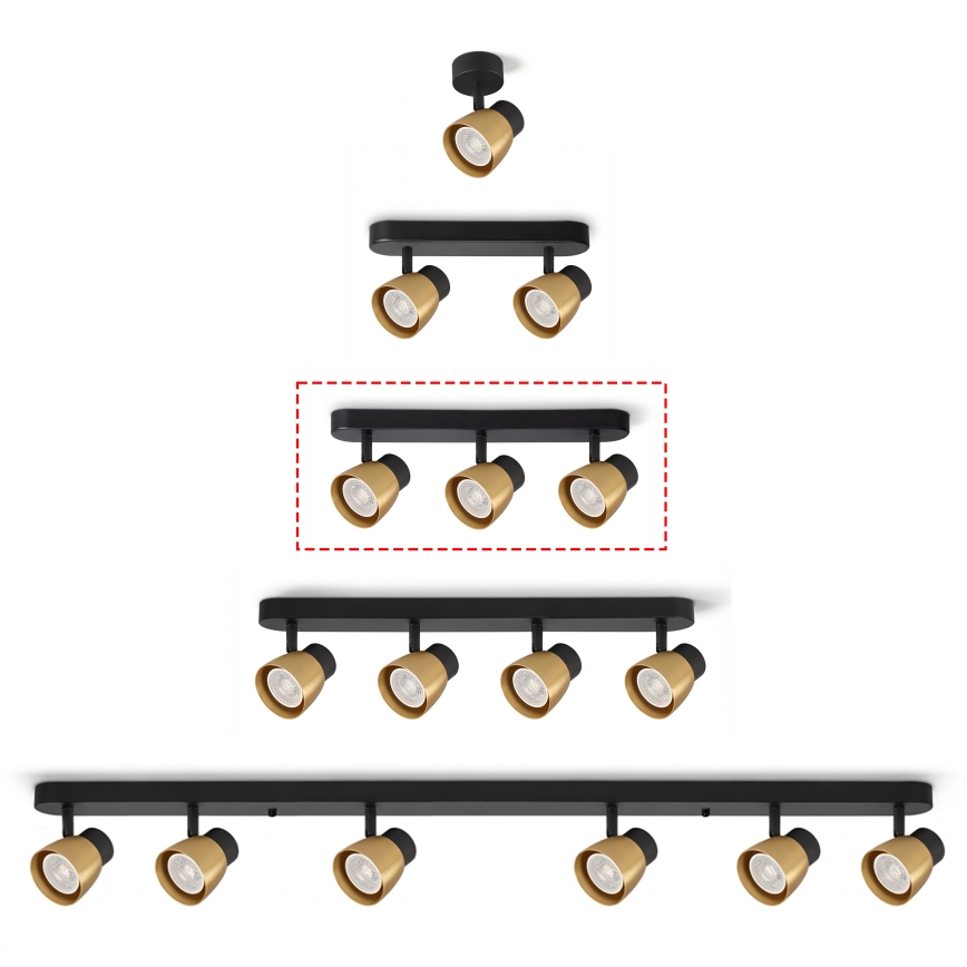 Brilagi - LED RGBW stmievateľné bodové svietidlo NUGGET 3xGU10/6W/230V čierna/zlatá