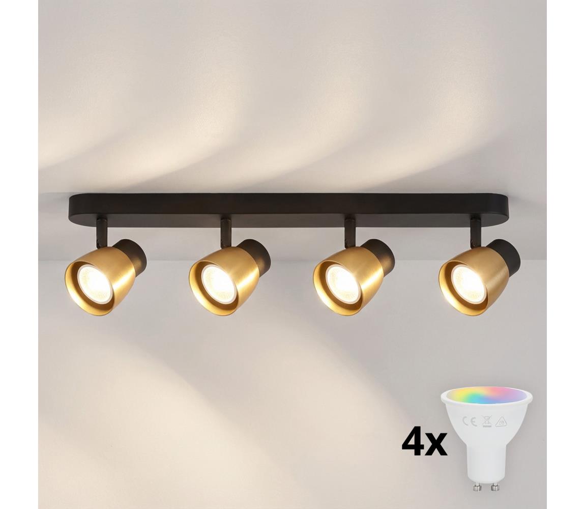 Brilagi - LED RGBW stmievateľné bodové svietidlo NUGGET 4xGU10/4,8W/230V čierna/zlatá BG3442+4xAI2382