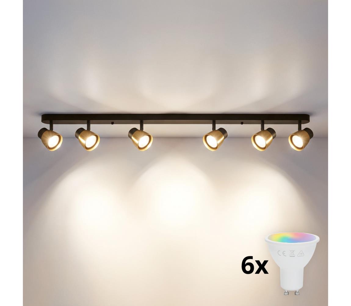 Brilagi - LED RGBW Stmievateľné bodové svietidlo NUGGET 6xGU10/6W/230V čierna/zlatá BG3443+AI2323