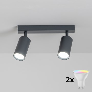Brilagi - LED RGBW stmievateľné bodové svietidlo SELE 2xGU10/4,8W/230V 3000K antracit + diaľkové ovládanie