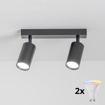 Brilagi - LED RGBW stmievateľné bodové svietidlo SELE 2xGU10/4,8W/230V 3000K čierna + diaľkové ovládanie