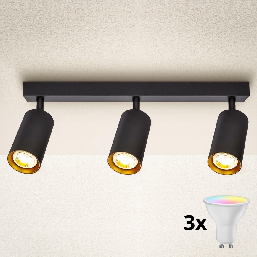 Brilagi - LED RGBW Stmievateľné bodové svietidlo SELE 3xGU10/6,5W/230V 2700-6500K čierna/zlatá