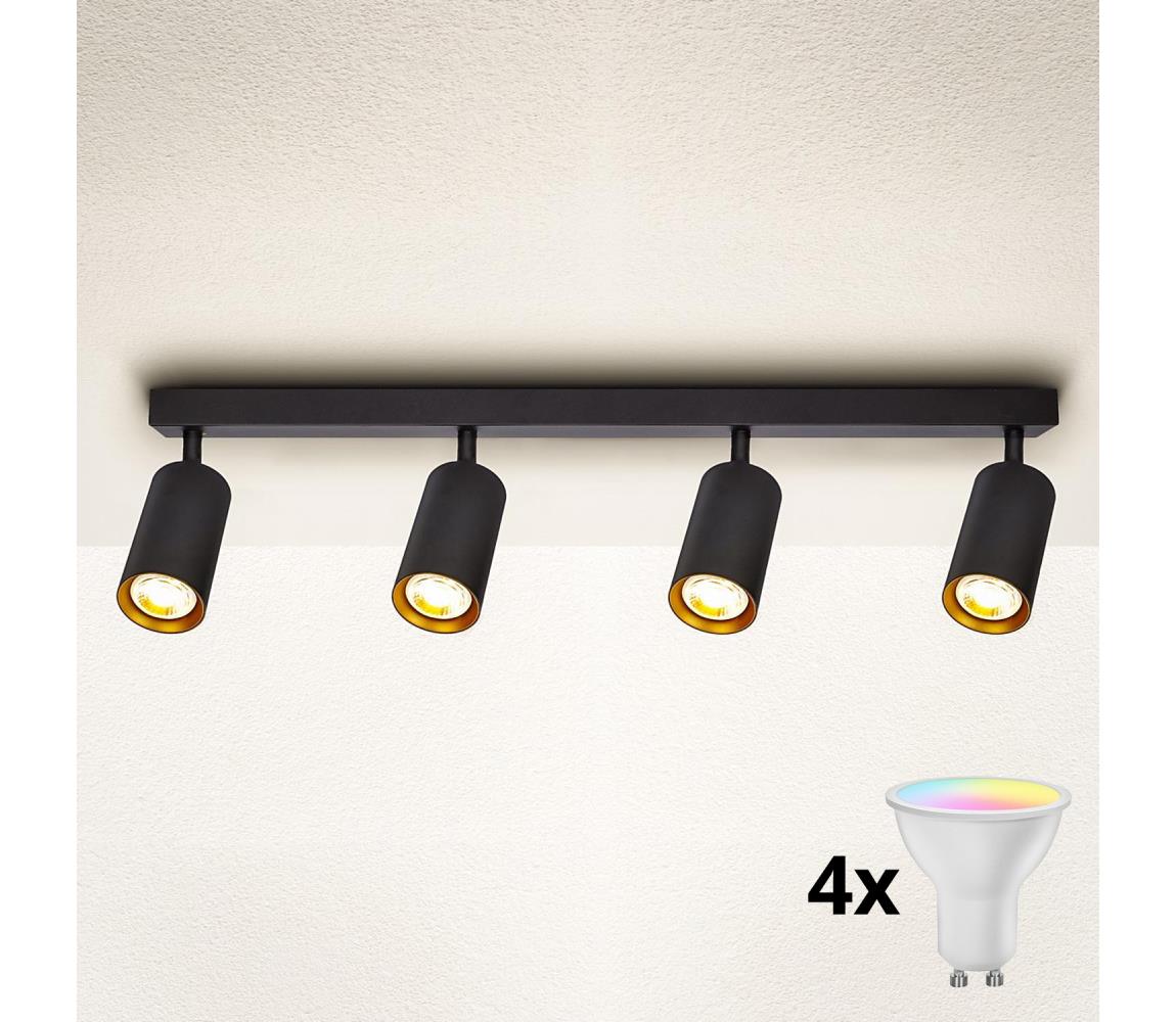 Brilagi - LED RGBW Stmievateľné bodové svietidlo SELE 4xGU10/4,8W/230V čierna/zlatá BG0632+4xAI2382