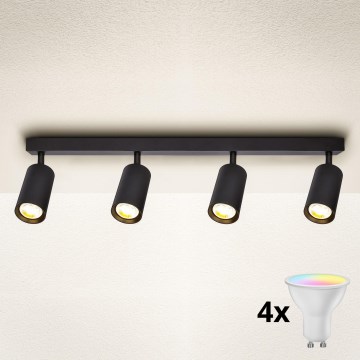 Brilagi - LED RGBW stmievateľné bodové svietidlo SELE 4xGU10/6W/230V 3000K čierne + diaľkové ovládanie