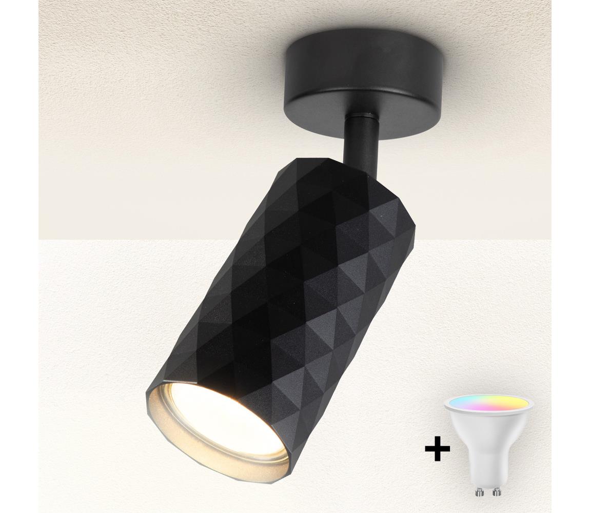 Brilagi - LED RGBW stmievateľné bodové svietidlo SELE DIAMANT 1xGU10/4,8W/230V čierne BG2850+AI2382