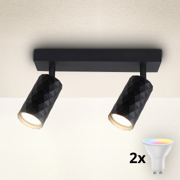 Brilagi - LED RGBW stmievateľné bodové svietidlo SELE DIAMANT 2xGU10/4,8W/230V 3000K čierna + diaľkové ovládanie