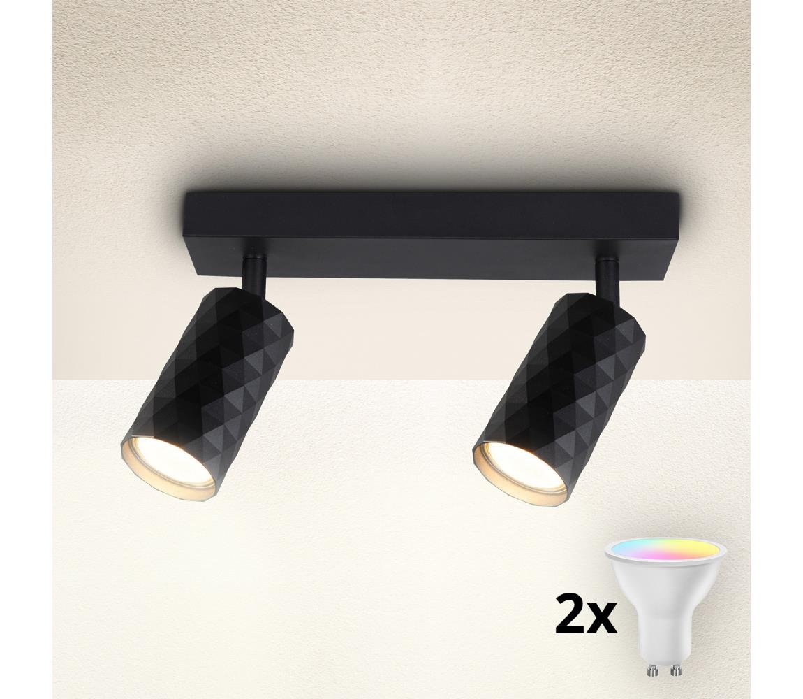 Brilagi - LED RGBW stmievateľné bodové svietidlo SELE DIAMANT 2xGU10/4,8W/230V čierna BG2853+2xAI2382