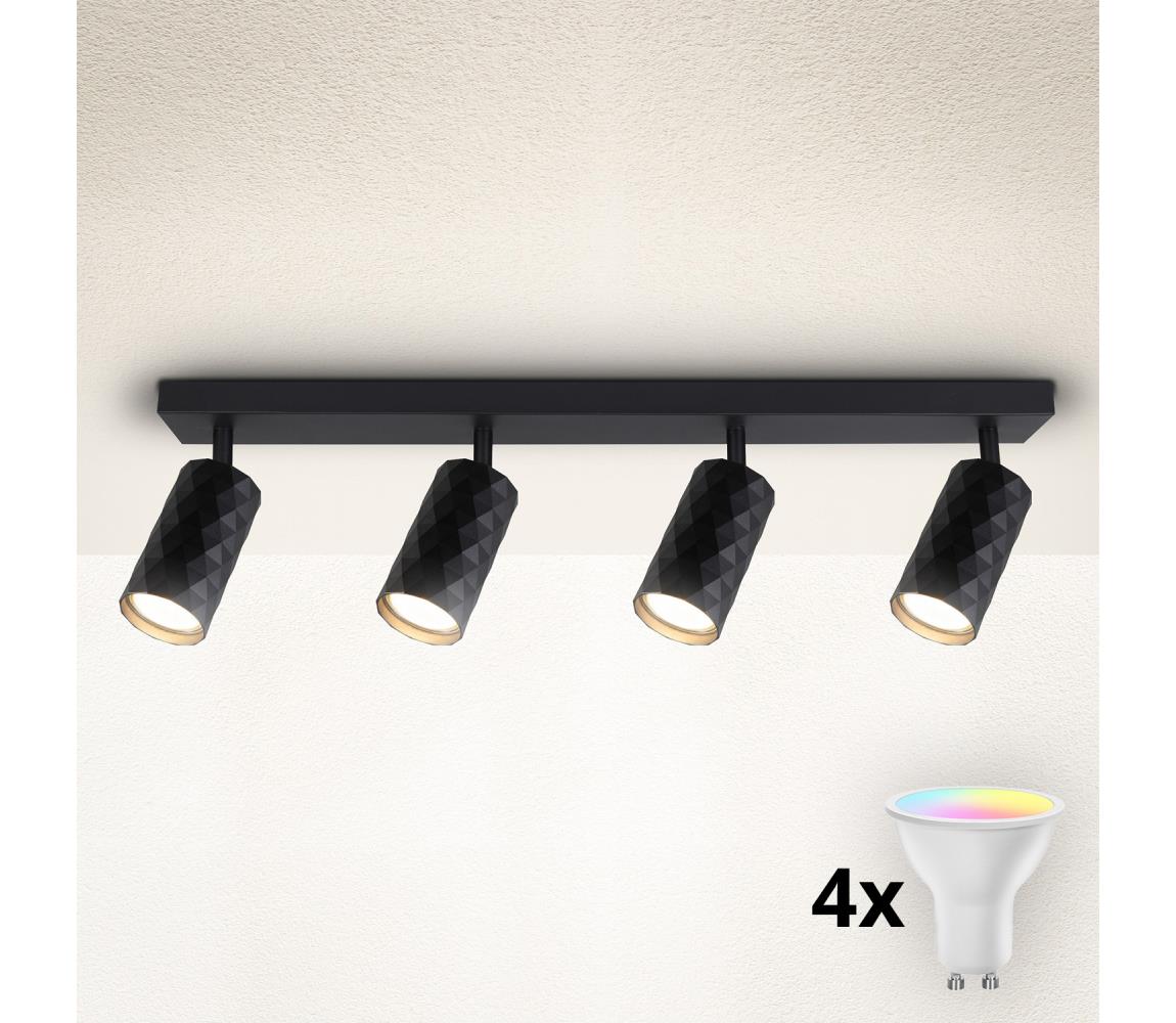 Brilagi - LED RGBW Stmievateľné bodové svietidlo SELE DIAMANT 4xGU10/4,8W/230V čierna BG2858+4xAI2382