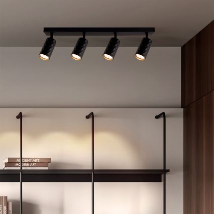Brilagi - LED RGBW Stmievateľné bodové svietidlo SELE DIAMANT 4xGU10/4,8W/230V 3000K čierna + diaľkové ovládanie