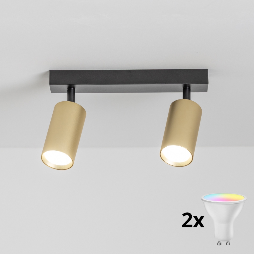 Brilagi - LED RGBW stmievateľné bodové svietidlo SELE GOLDEN 2xGU10/6,5W/230V 2700-6500K čierna/zlatá