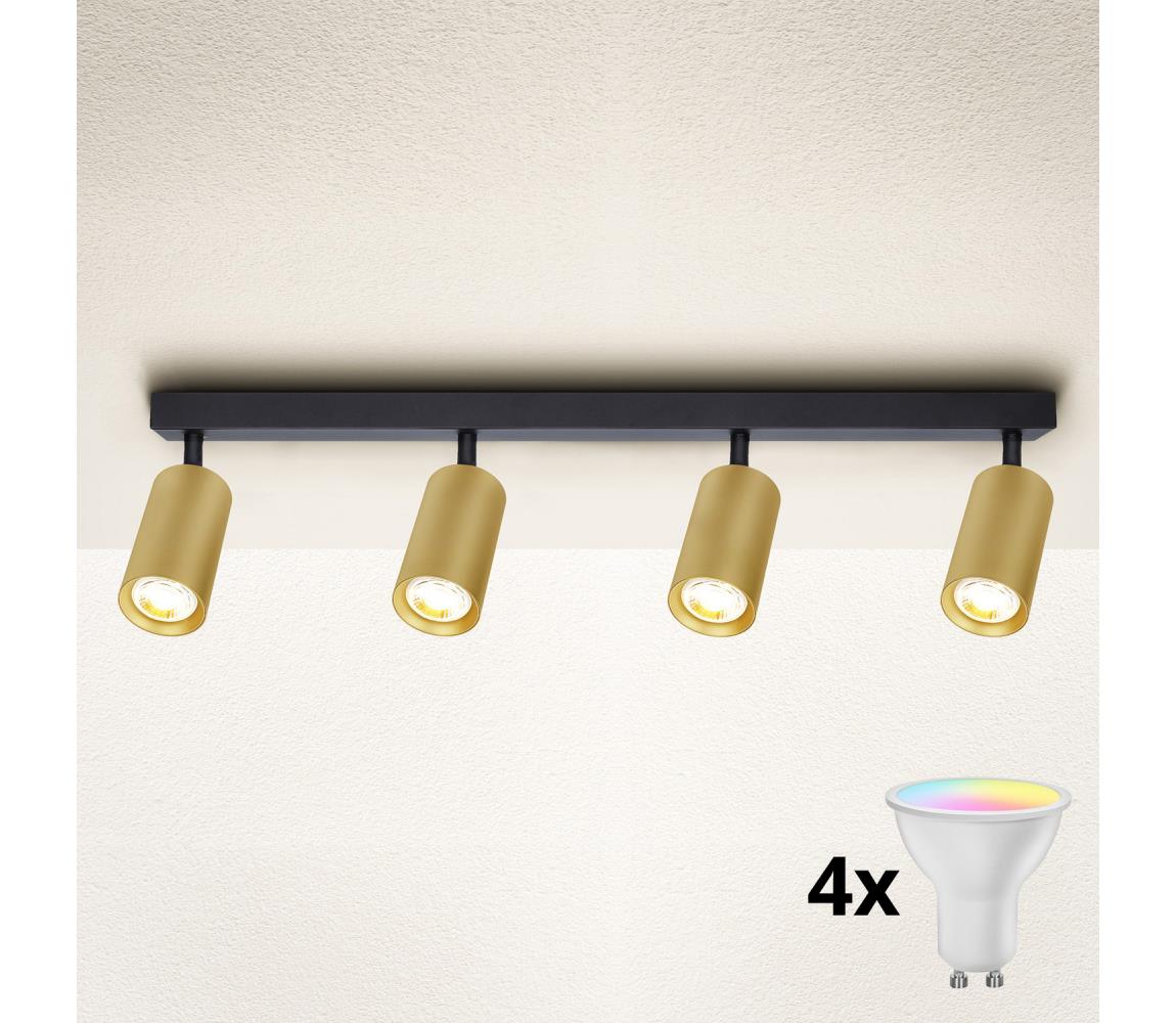 Brilagi - LED RGBW stmievateľné bodové svietidlo SELE GOLDEN 4xGU10/4,8W/230V čierna/zlatá BG1008+4xAI2382