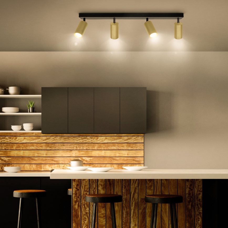 Brilagi - LED RGBW stmievateľné bodové svietidlo SELE GOLDEN 4xGU10/4,8W/230V 3000K čierna/zlatá + diaľkové ovládanie