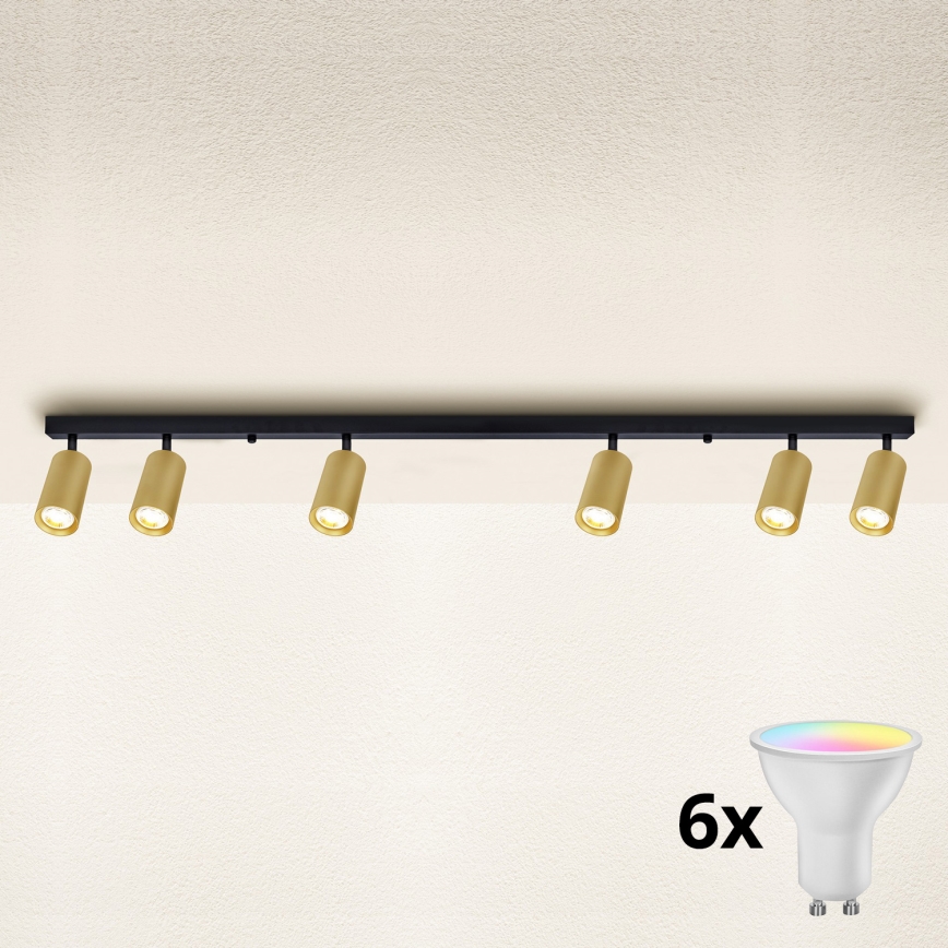 Brilagi - LED RGBW Stmievateľné bodové svietidlo SELE GOLDEN 6xGU10/6,5W/230V 2700-6500K čierna/zlatá