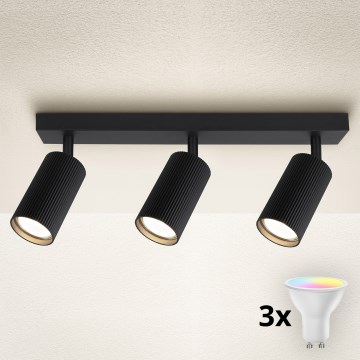 Brilagi - LED RGBW Stmievateľné bodové svietidlo SELE MODERN 3xGU10/6W/230V 3000K čierna + diaľkové ovládanie