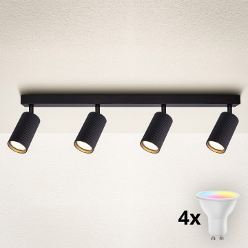 Brilagi - LED RGBW stmievateľné bodové svietidlo SELE MODERN 4xGU10/4,8W/230V 3000K čierne + diaľkové ovládanie