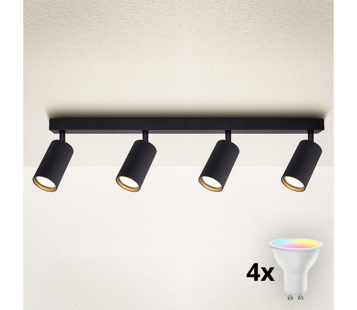 Brilagi - LED RGBW stmievateľné bodové svietidlo SELE MODERN 4xGU10/4,8W/230V čierne BG2871+4xAI2382
