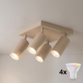 Brilagi - LED RGBW Stmievateľné bodové svietidlo SELE SQUARE 4xGU10/6,5W/230V 2700-6500K béžová